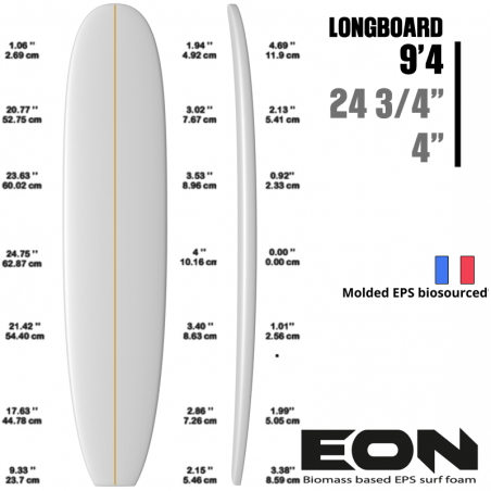 Longboard EON FOAM EPS BIOMASS de 9'4" - latte, 6 mm CP
