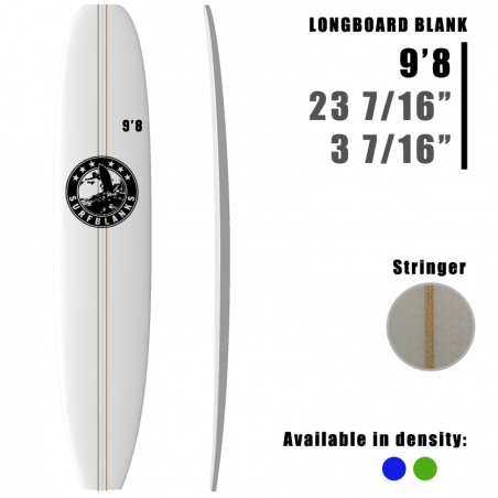 Tabla de surf de 9'8" SURFBLANKS 2 lattes - Estándar 40Kg/m3