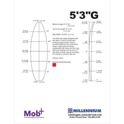 FOAM BLANK 5'3G MILLENNIUM 1/8 APPELCORE