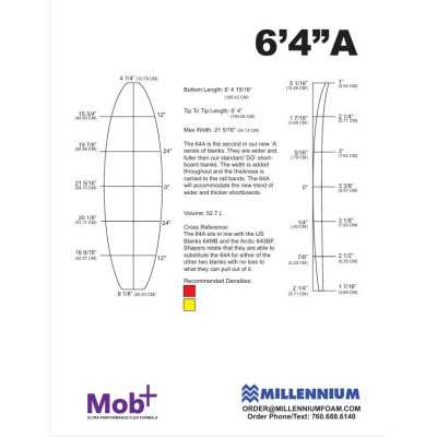 FOAM BLANK 6'4A MILLENNIUM 1/8 APPELCORE