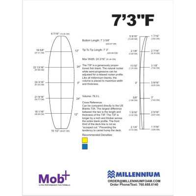 FOAM BLANK 7'3 F FIsh MILLENNIUM 3/16 darkwood