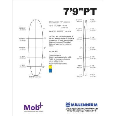 FOAM BLANK 7'9 PT Mid lenght MILLENNIUM 3/16 darkwood