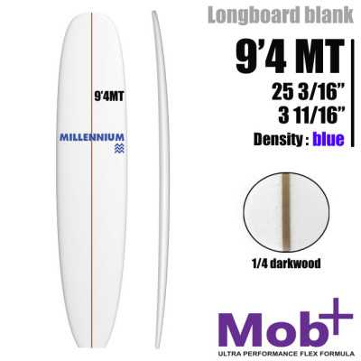 FOAM BLANK 9'4 MT Longboard MILLENNIUM 1/4 darkwood