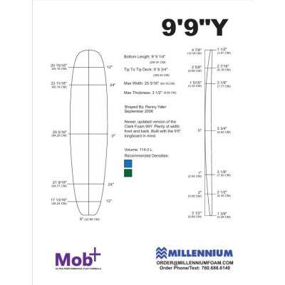FOAM BLANK 9'9 Y Longboard MILLENNIUM 3/8 darkwood