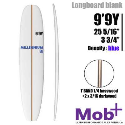 FOAM BLANK 9'9 Y Longboard MILLENNIUM T-BAND 5/8 Darkwood/Bass/Darkwood