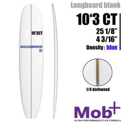 FOAM BLANK 10'3 CT Longboard MILLENNIUM 1/4 darkwood