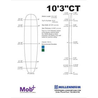 FOAM BLANK 10'3 CT Longboard MILLENNIUM 1/4 darkwood