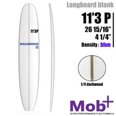 FOAM BLANK 11'3 P Longboard MILLENNIUM 1/4 darkwood