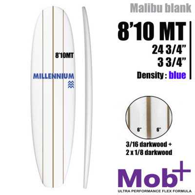 FOAM BLANK 8'10 MT Mid lenght MILLENNIUM Triple lattes 1x 3/16 darkwood + 2x 1/8 Darkwood @ 6"