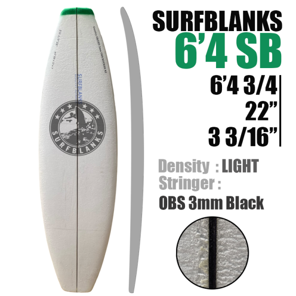 Tabla corta de 1,93 m (6'4") SURFBLANKS - Ligera (34 kg/m³)