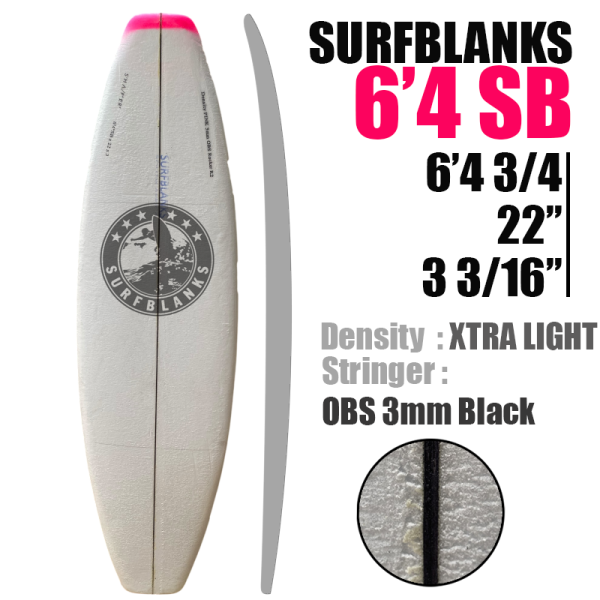 Tabla corta de 1,93 m (6'4") SURFBLANKS - Ultraligera (29 kg/m³)