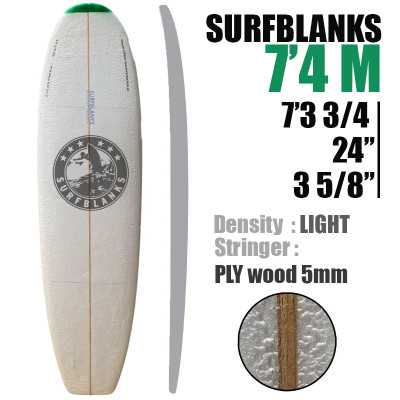 Tablas de surf Malibu SURFBLANKS de 7'4" - Ligeras, 34 kg/m³