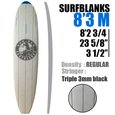 Tablas de surf Malibu SURFBLANKS Triples Lattes de 8'3" - Estándar 40 kg/m³
