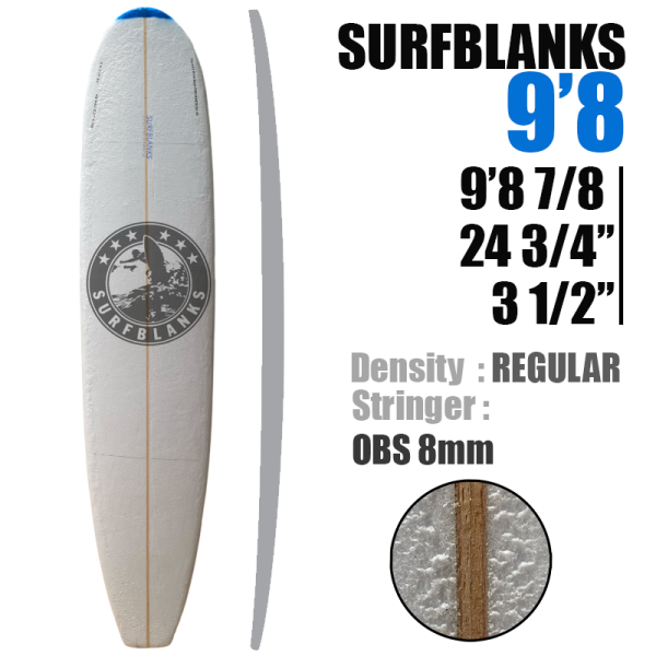 Tabla de surf de 9'8" SURFBLANKS - Estándar 40 kg/m³
