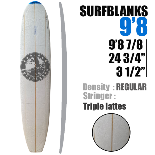 Tabla de surf de 9'8" SURFBLANKS 3 lattes - Estándar 40Kg/m³