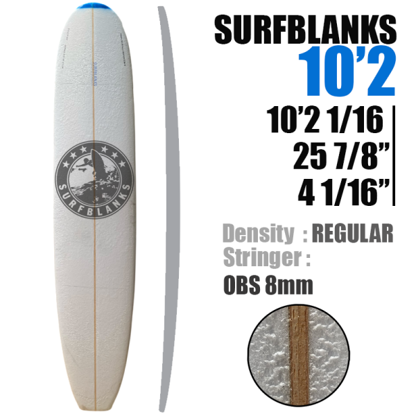 Tabla de surf de 10'2" SURFBLANKS - Estándar 40 kg/m³
