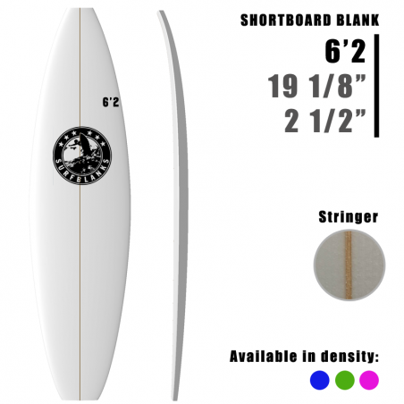 Tabla corta de 1,88 m (6'2") SURFBLANKS - Estándar 40 kg/m³