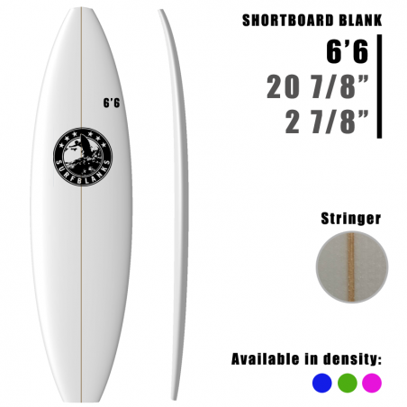 Tabla corta de 1,98 m (6'6") SURFBLANKS - Estándar 40 kg/m³
