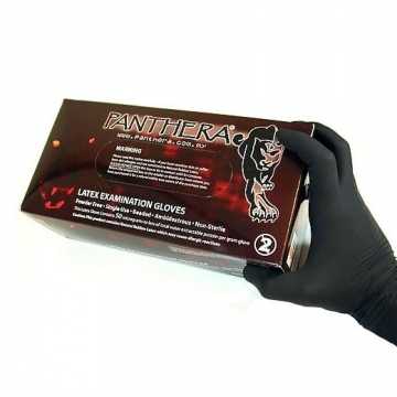 Caja de 100 guantes de látex negros Panthera