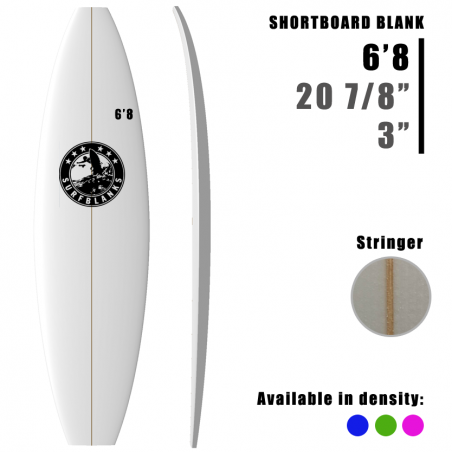 Tabla corta de 6'8" SURFBLANKS - Estándar 40Kg/m³